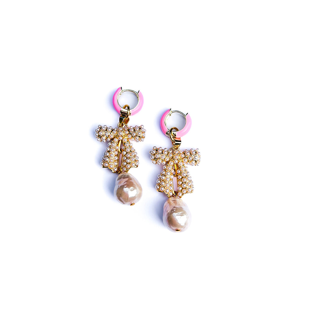 ピアス MONDAY EDITION TIE A PEARL RIBBON EARRINGS 4BUK417 Bows and Pearls Earring Set 8pc - A New Day™ White: Nickel