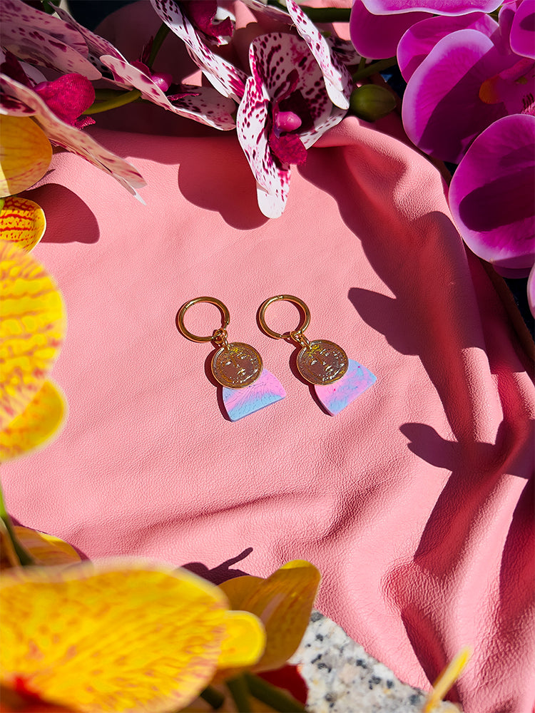 Ancient Friends - Handmade earrings, combining unique patterns and bold colours for your style - styled shot