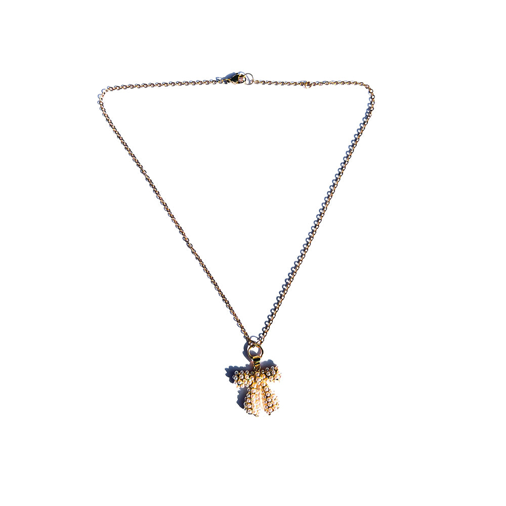 pearl bow necklace | fine chain