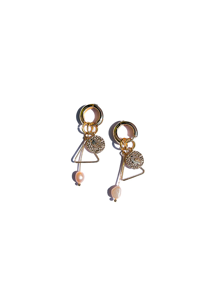 Canary Hoop Pearl - handmade earrings blending clean hoop lines with a timeless pearl charm for understated beauty - top view