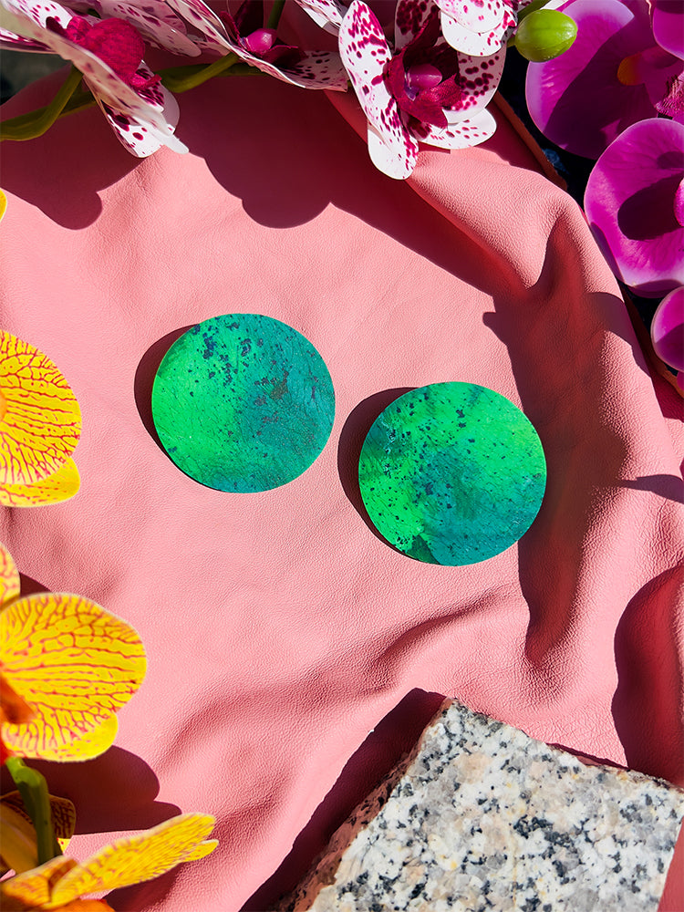 Circle | Statement Stud | Mountain Tops earrings: stunning handmade earrings with a mountain tops design in a bold circle, offering a perfect combination of nature and elegance - styled shot 