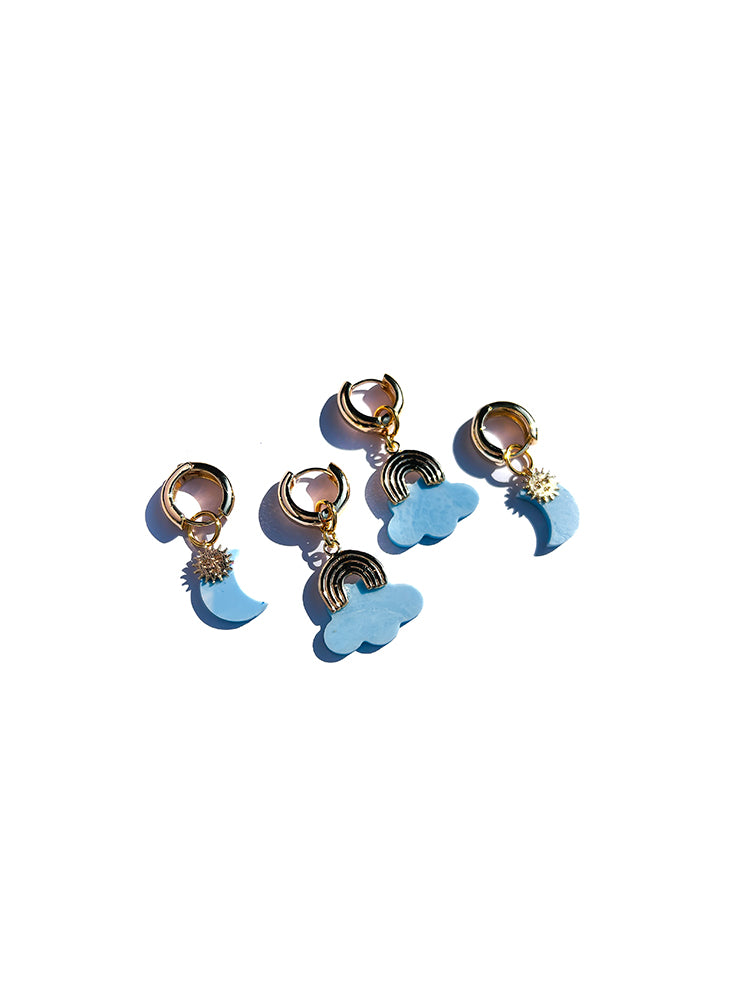 Handmade Clouds in the Sky | Stacker Hoop Set, a stunning stacker hoop set with mini drops that bring a touch of sky-inspired elegance - top view