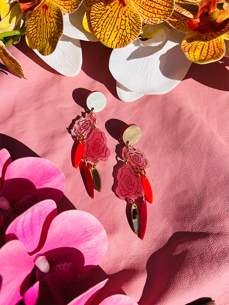 Handmade Rose Earrings styled shot