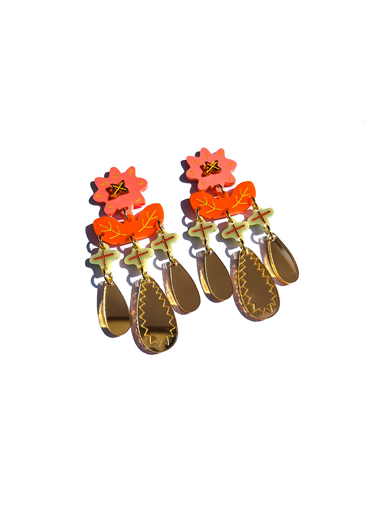 Texas Fields | Crazy Quilt – Handmade earrings designed to stand out, with creative patterns that make them a unique addition to any collection - top view