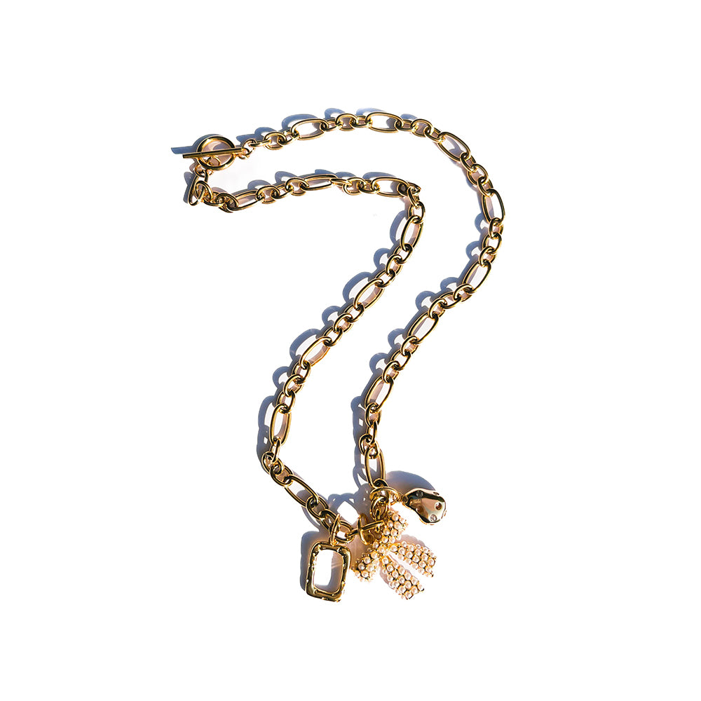 bow charms necklace | figaro chain