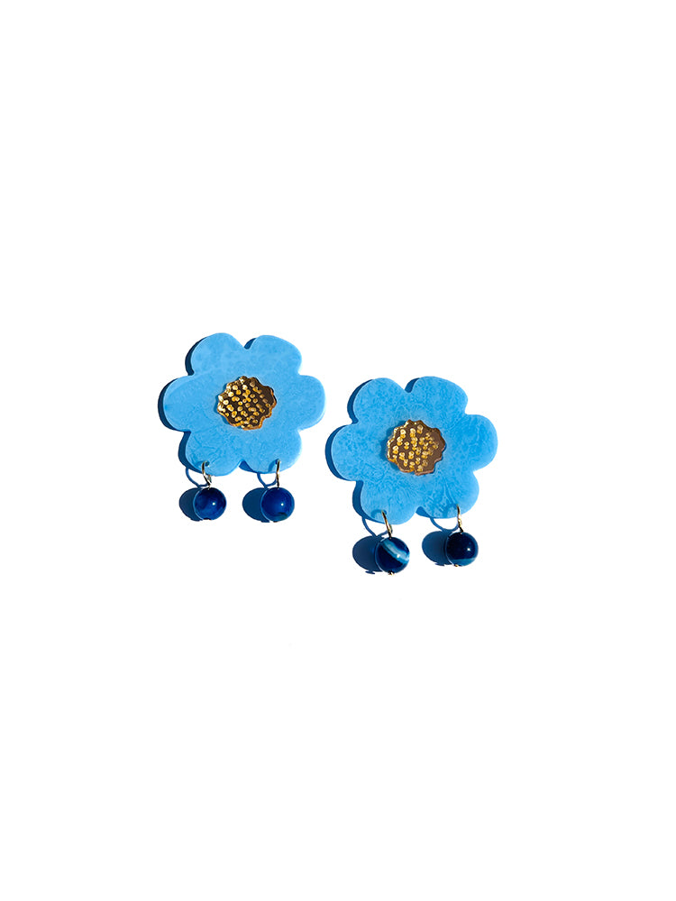 Fragole Fiore | Australian Sky Blue – Elegant handmade earrings inspired by nature, adding charm and a refreshing touch to your look - top view
