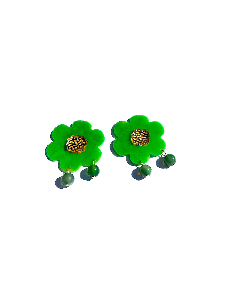 Fragole Fiore | Green – Handmade earrings inspired by flowers, offering a sophisticated, nature-inspired touch to your style - top view