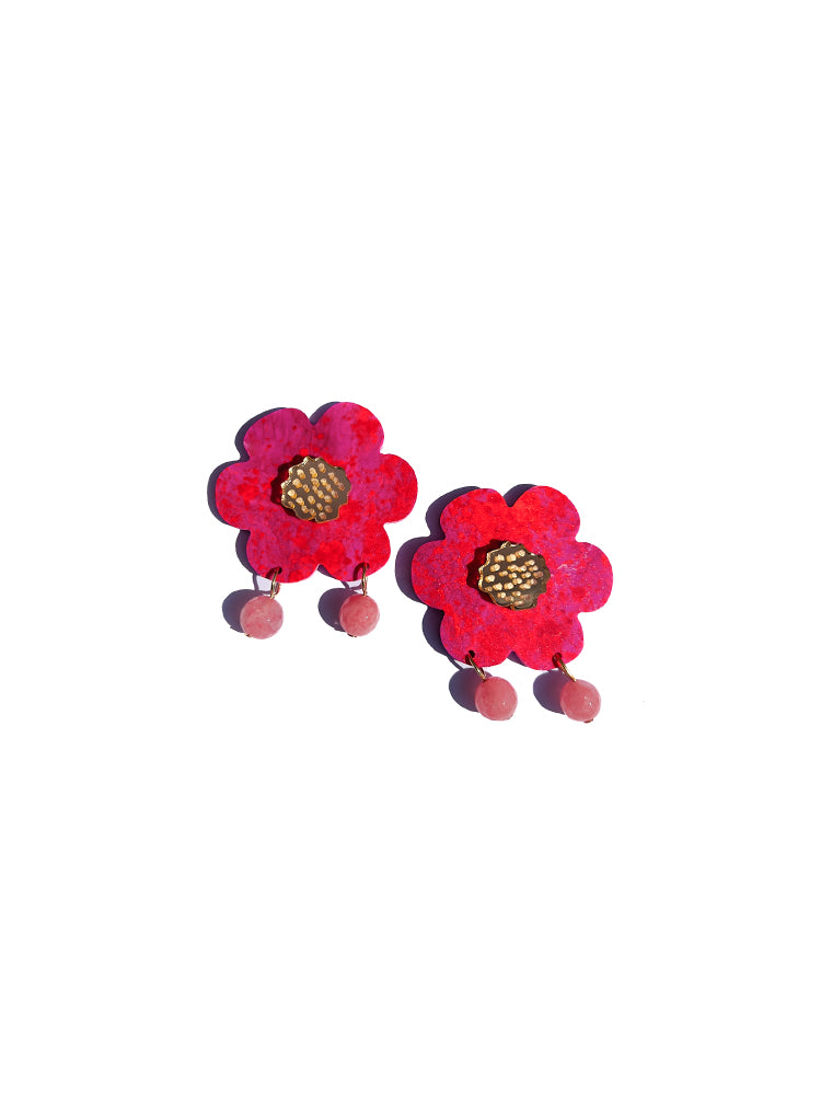 Fragole Fiore | Pink Mess – Bold and playful handmade earrings, adding a unique touch of fun and elegance to your look - top view