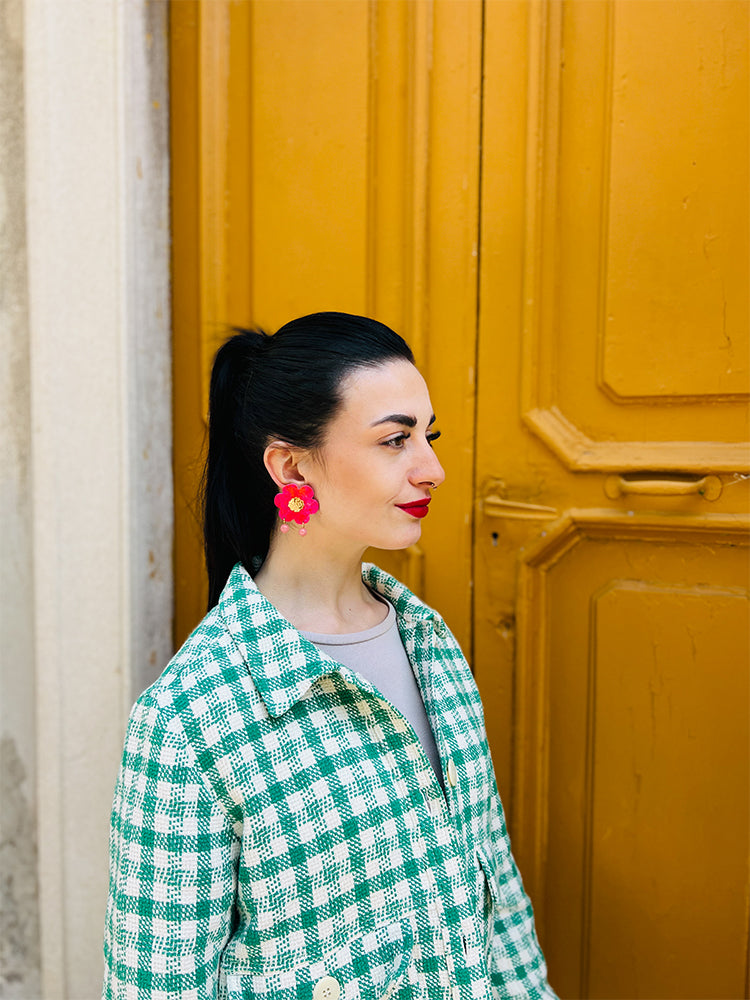 Fragole Fiore | Pink Mess – Unique earrings that add a bold, playful statement to your look, full of color and energy - photo Model - Italy