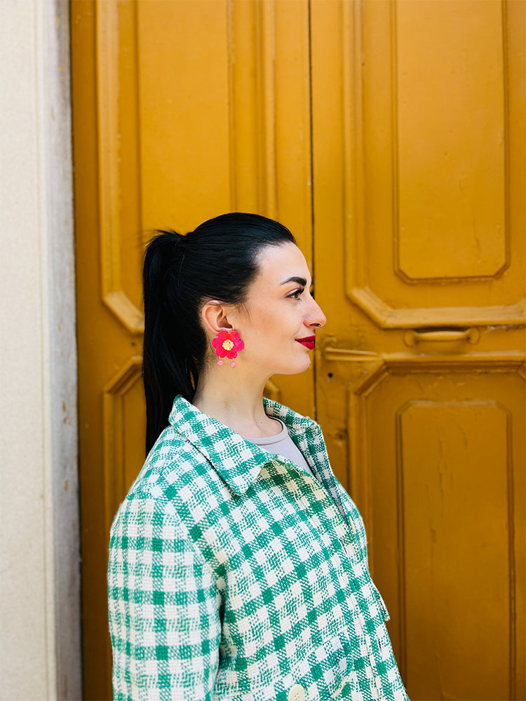 Fragole Fiore | Pink Mess – Elegant earrings with a striking design, perfect for brightening up any outfit with a touch of sophistication - photo model - Italy