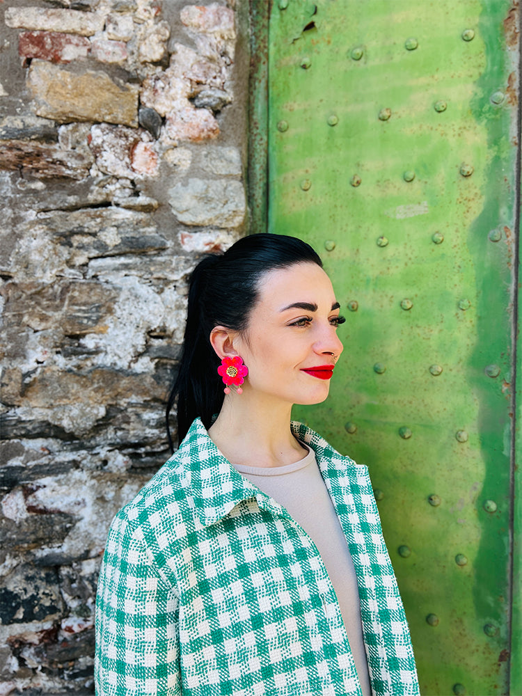 Fragole Fiore | Pink Mess – Handmade earrings full of personality, ideal for making a statement and adding charm to any outfit - photo Model - Italy