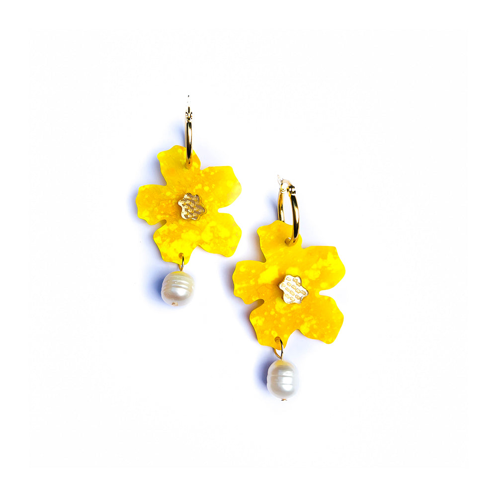 galactic flower and pearl | yellow mess | midi hoop