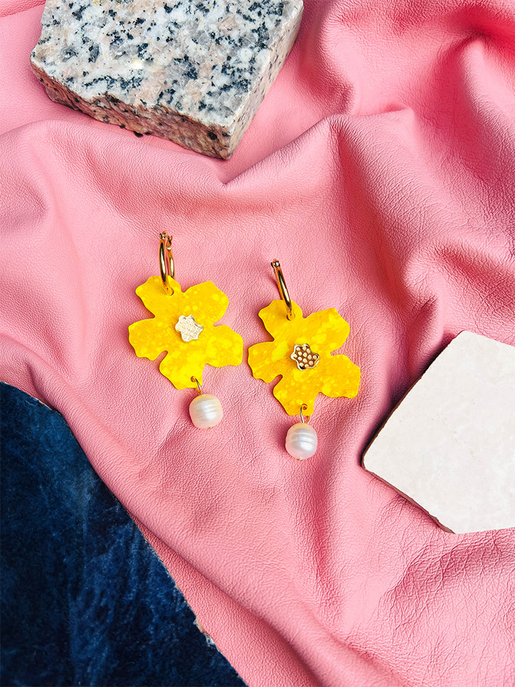 galactic flower and pearl | yellow mess | midi hoop