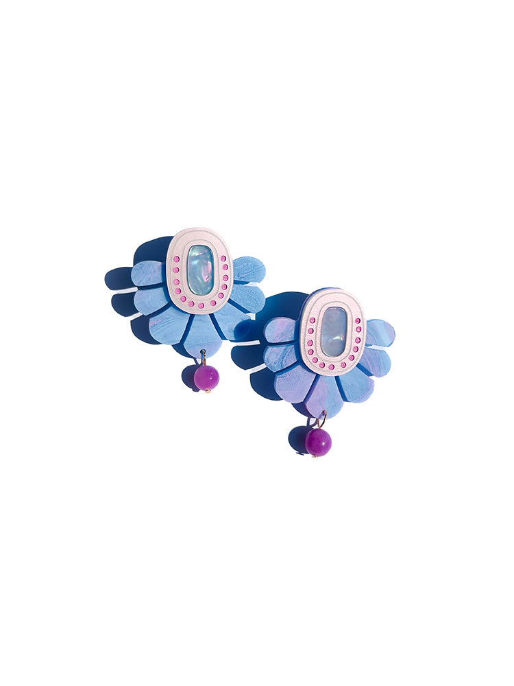 Marble Fan | Ancient Dreams | Bubble Swirl – Handmade earrings showcasing the intricate swirl design, inspired by ancient architecture and modern elegance - top view
