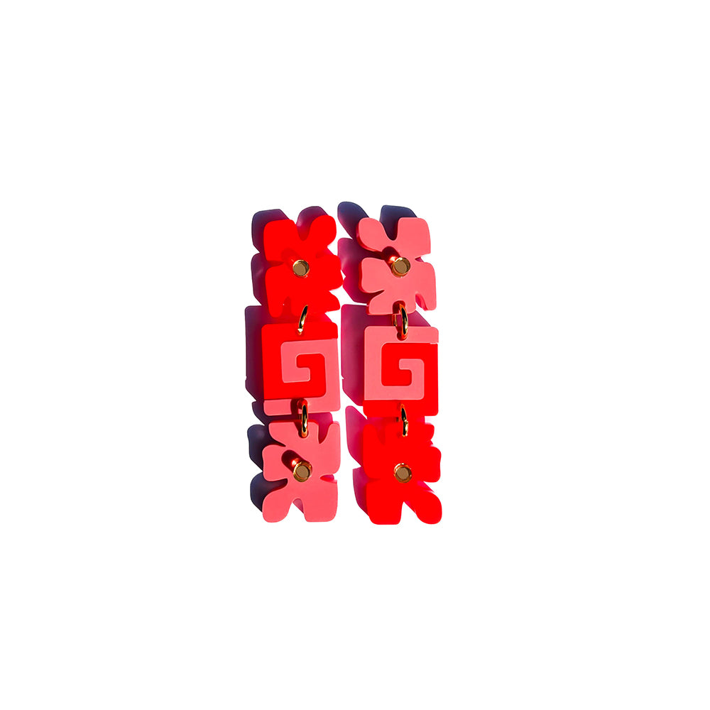 meander tiles | pink neon red