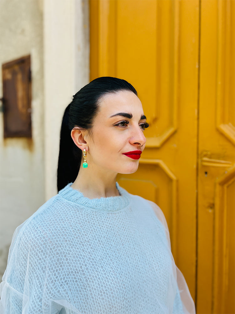 Mermaids Jewel | Mini Hoop – Add a touch of fantasy to your jewellery collection with these handmade mini hoops, inspired by the allure of mermaids - photo model - Italy 