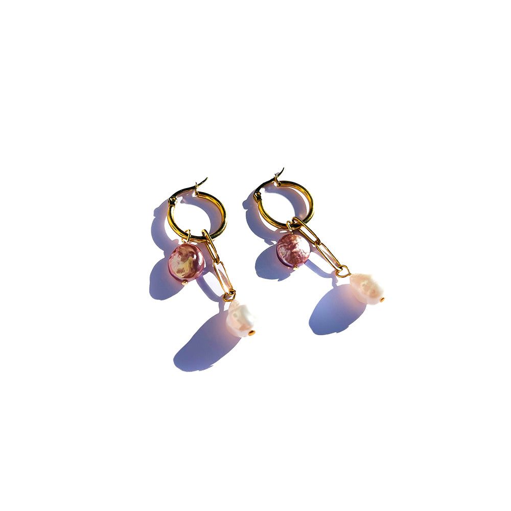 pearl drop hoop | lilac & white