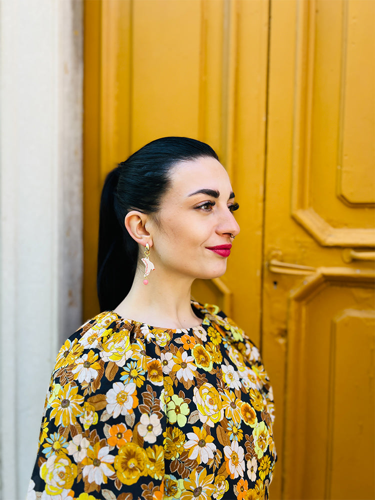 Picnic Hoop Set - Handmade earrings that capture the essence of a classic boot, offering a statement accessory for every occasion - photo model - Italy 