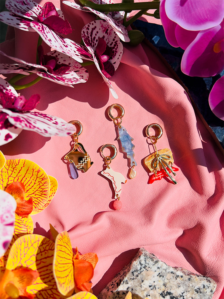 Picnic Hoop Set – A set of four unique handmade earrings, each offering a creative and quirky addition to your jewellery collection - styled shot 