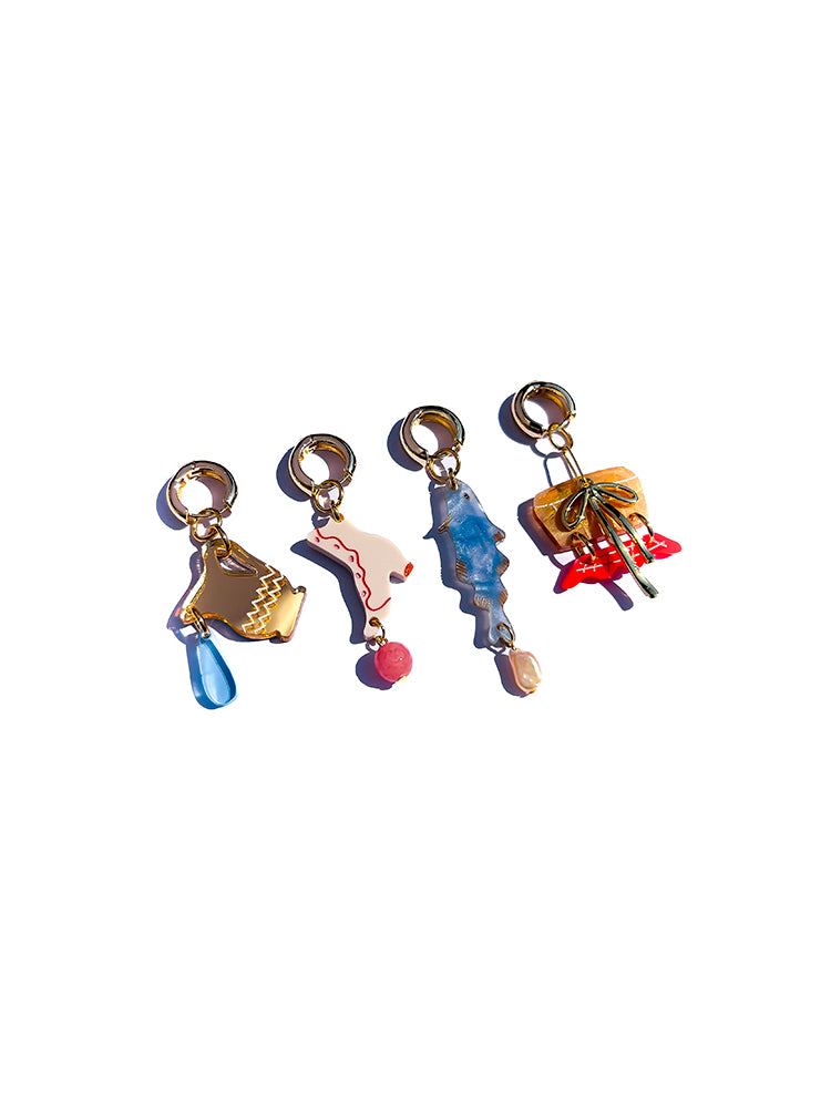 Picnic Hoop Set – Handmade earrings in a set of four, perfect for mixing and matching for a personalised, eye-catching style - top view