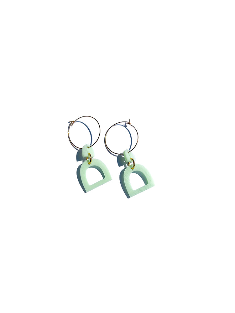 Pompei | Mini Hoop | Mint – Handmade mini hoop earrings in mint, the perfect accessory to bring a pop of colour and sophistication to your style - top view