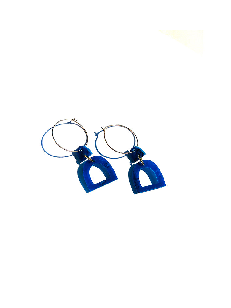 Pompei | Mini Hoop | Navy Blue – Handmade earrings with a rich navy blue hue, offering a sophisticated yet modern touch to your outfit - top view