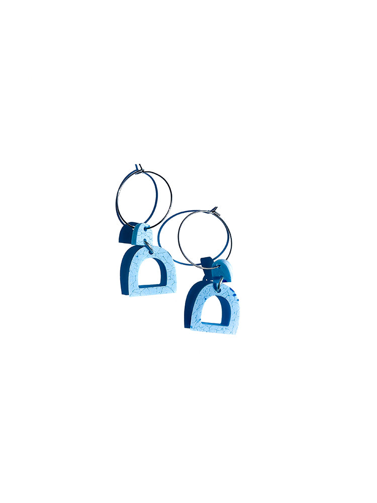 Pompei | Mini Hoop | Sky Blue – Elegant handmade earrings in stunning sky blue, perfect for adding a fresh touch to your spring and summer look - top view