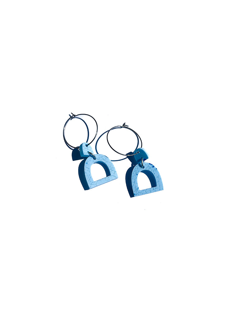 Pompei | Mini Hoop | Sky Blue – Handmade mini hoop earrings in a gorgeous sky blue, a perfect accessory for sunny days and warm nights - top view