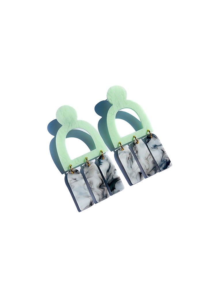 Pompei | Statement | Mint – Mint green statement earrings, perfect for adding a touch of Italian elegance to any look - top view