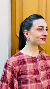 Patchwork Hoop - Intricate patchwork hoop earrings featuring lily pad motifs, a perfect way to add nature’s charm to your jewellery collection - video model - Liguria , Italy 