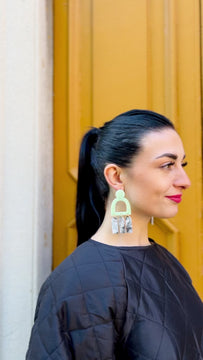 Pompei | Statement | Mint – Handcrafted mint earrings, capturing the subtle charm of Italy's historic ruins and romantic allure - video Model - Italy