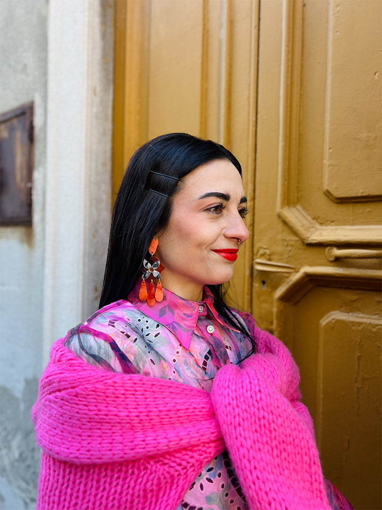 Soiree Orange – handmade earrings - a perfect choice for those seeking distinctive wedding jewellery - photo model 