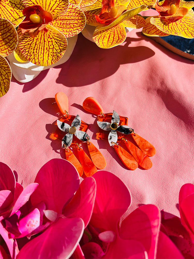Soiree Orange – stunning handmade earrings with a striking orange resin finish, perfect for those who love colourful jewellery - stylish photo 