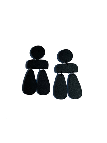 Sophia | Statement Abstract | Matte Black earrings - handmade earrings with a sleek matte black finish and bold abstract design, perfect for those seeking modern statement jewellery - top view 