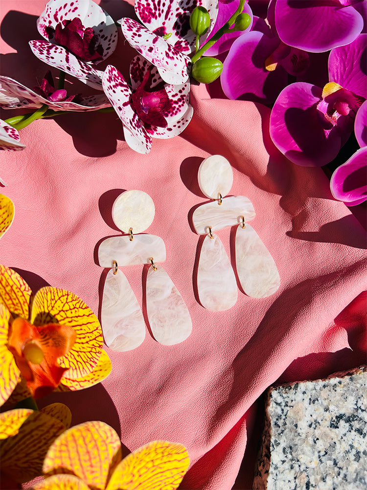 Sophia | Statement Abstract | White Marble earrings: elegant handmade earrings with abstract shapes and white marble elements, perfect for jewellery lovers who appreciate bold designs - styled shot 