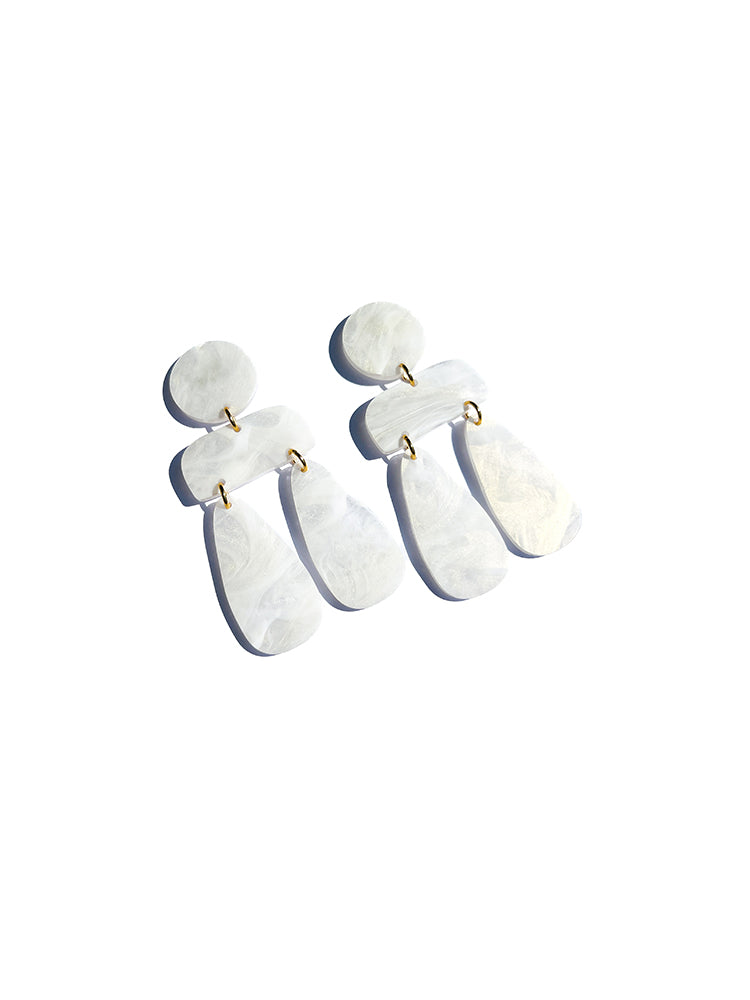 Sophia | Statement Abstract | White Marble earrings: unique handmade earrings featuring an abstract design and white marble accents, ideal for those seeking standout jewellery - top view