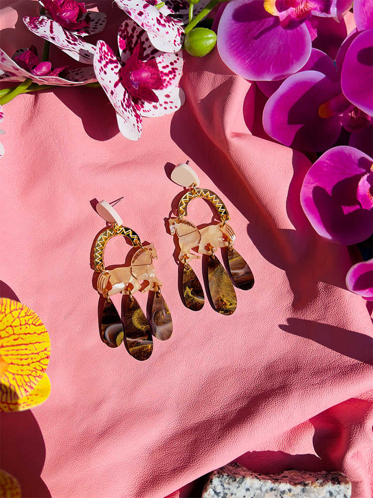 Texas Fields | Crazy Quilt - Handmade earrings with a patchwork aesthetic, perfect for adding a creative touch to any look - styled shot 