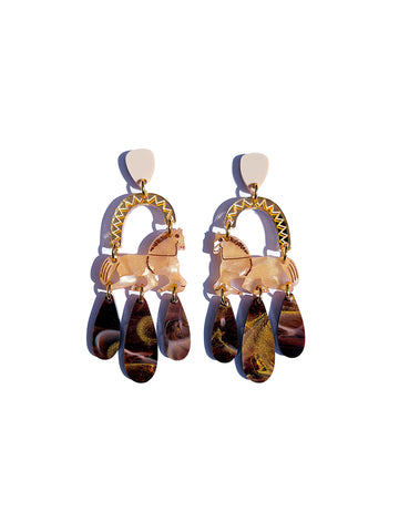 Texas Fields | Crazy Quilt - Handmade earrings featuring intricate patterns inspired by the beauty of nature's textures - top view