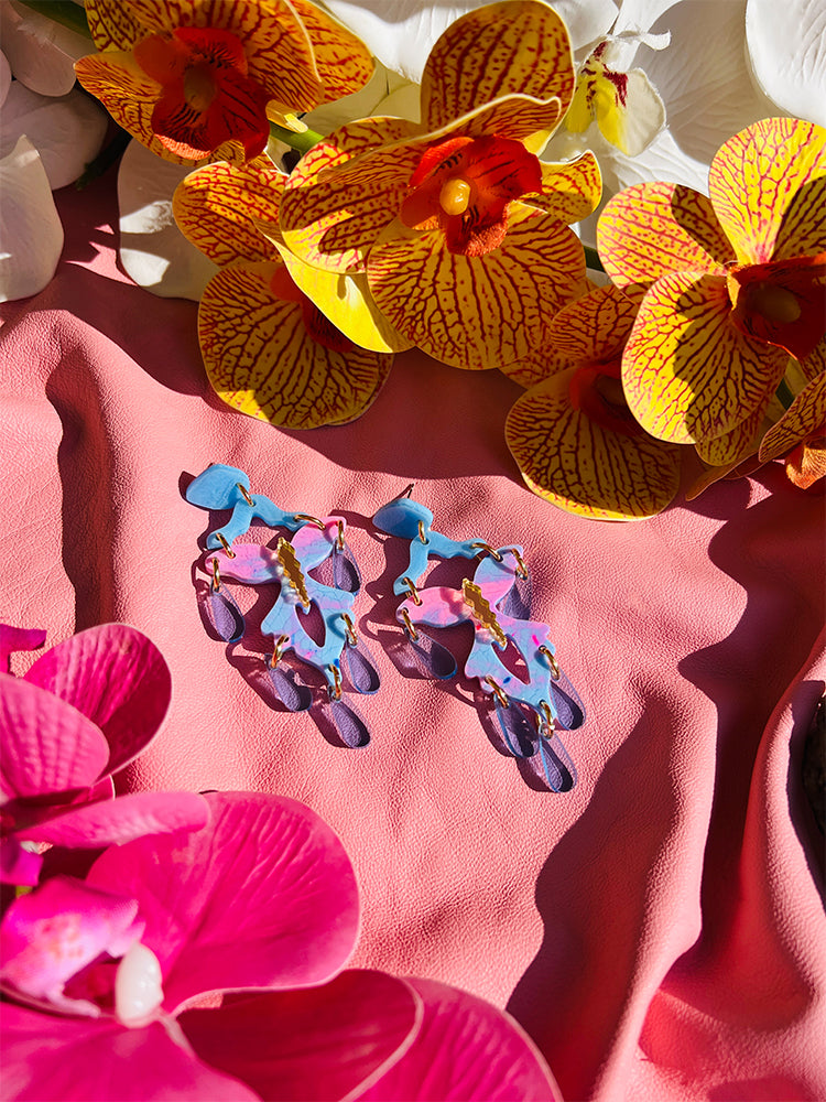 The butterfly - Bold and colourful handmade earrings photo , styled shot