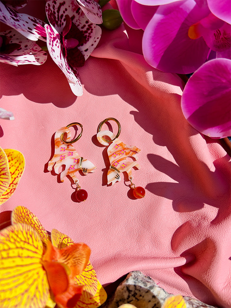 Handmade Cat Lover | Ginger earrings: unique charm earrings with fun, cat-inspired details, ideal for jewellery lovers seeking fun, one-of-a-kind pieces - styled shot 