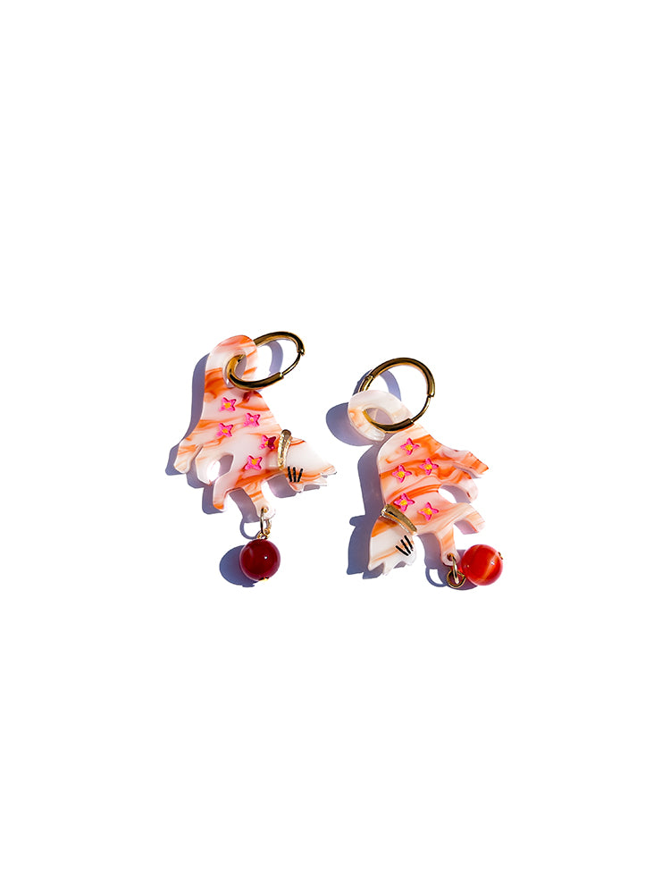 Cat Lover | Ginger earrings: handmade charm earrings with quirky cat motifs, ideal for jewellery stores offering unique, fun, and creative jewellery options - top view