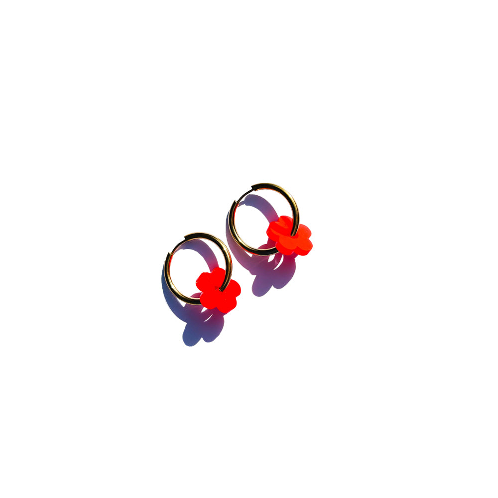 mini daisy hoop | neon red