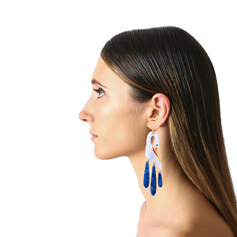 the heron handmade earrings – Concrete Jellyfish